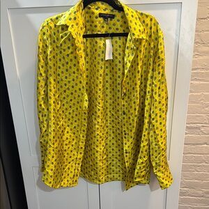 NWT Banana Republic Yellow Paisley Silk Shirt size M